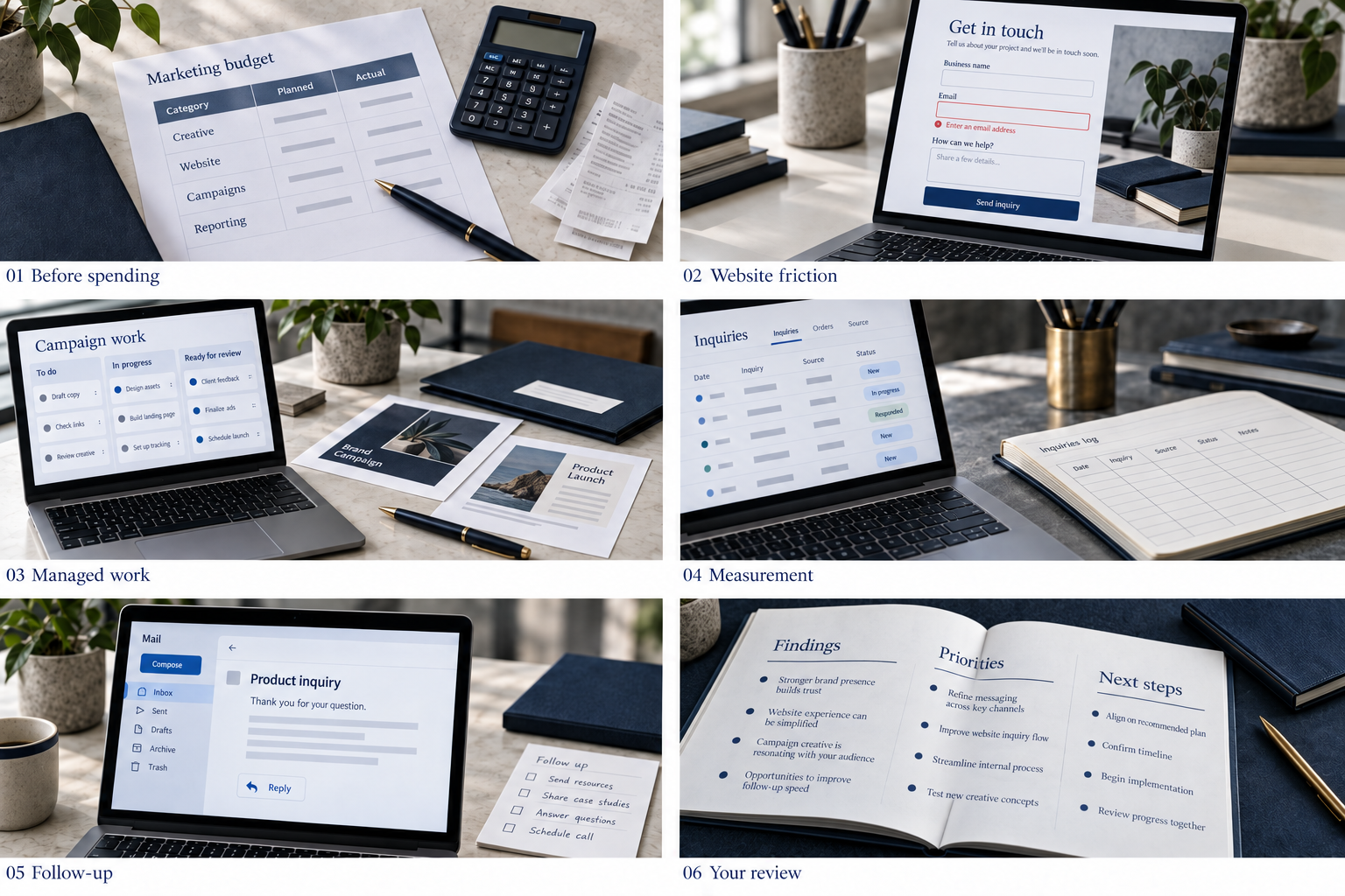 Illustrative marketing budget with planned and actual categories